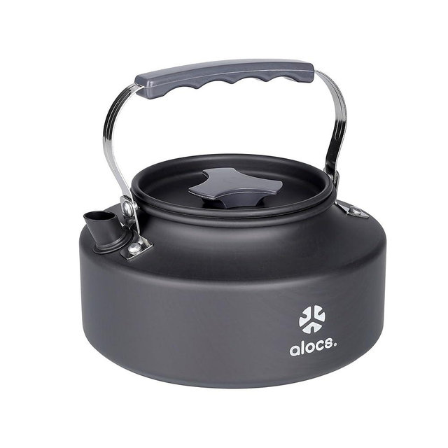 Alocs 1L Kettle Teapot, Portable Camping Coffee Pot, Hard-Anodized Aluminum Camping Kettle, Lightweight Backpacking Kettle for Campfire, Gas Stoves, Hiking, Picnic and Survival Gear