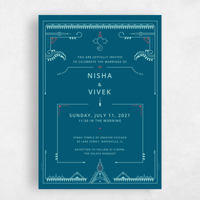 Blue Wedding Invitation - Sona Stamp