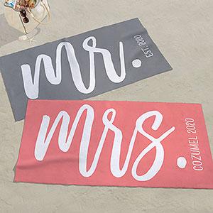 Mr. & Mrs. Personalized 35x72 Beach Towel