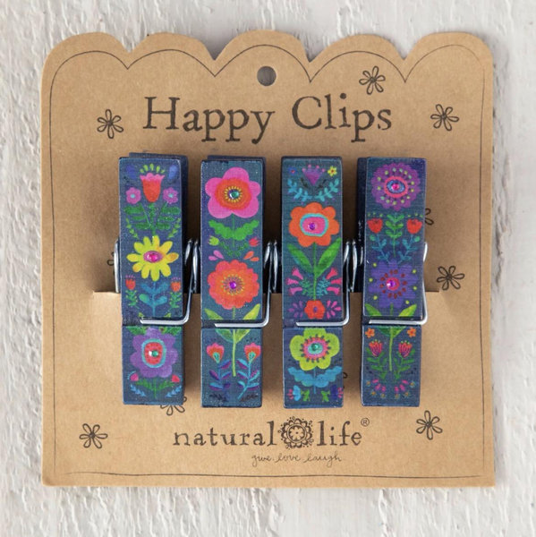Happy Clips, Set of 4 - Multicolored Floral