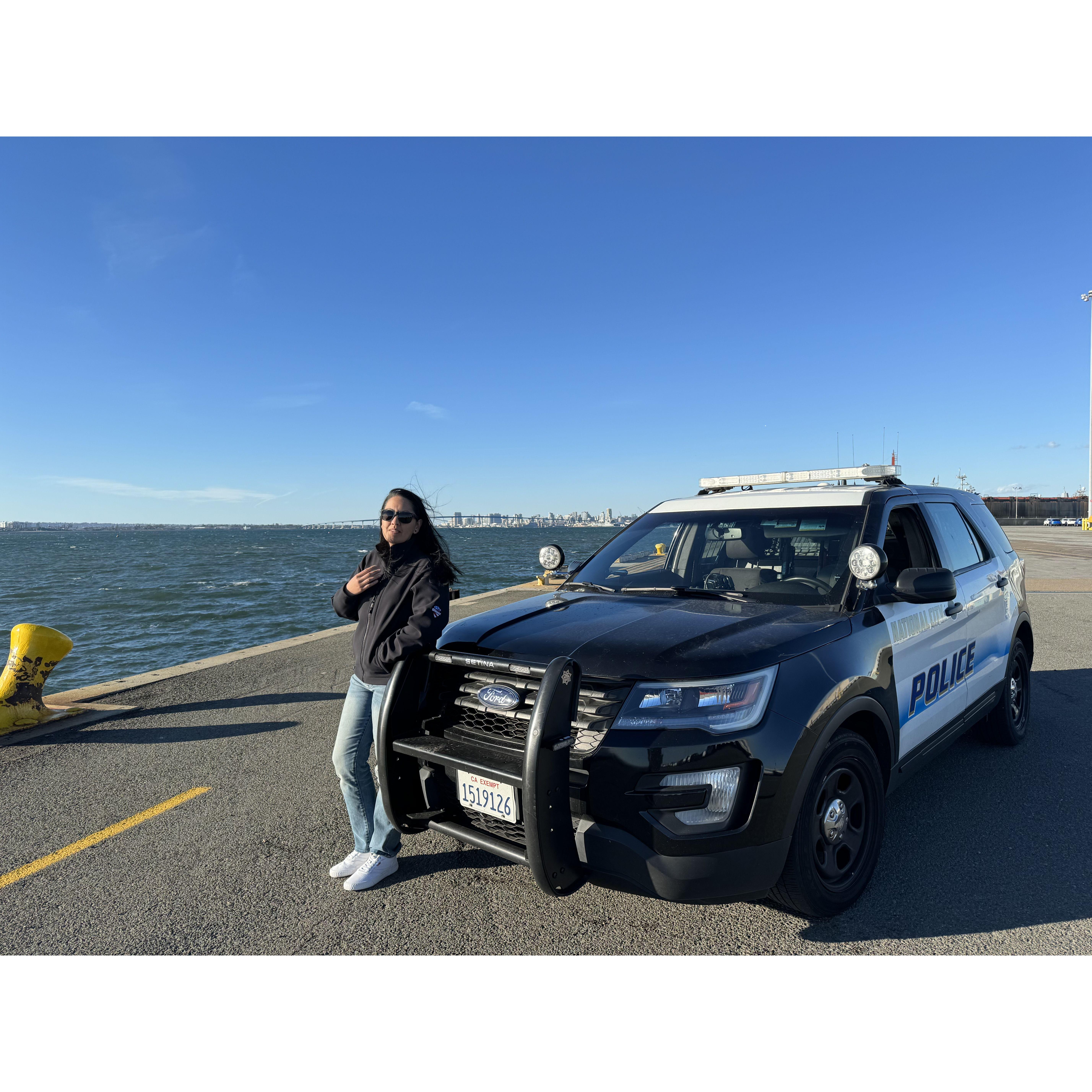 Melina's first ride along.