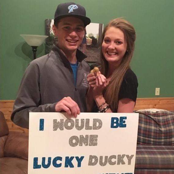 this is how peter asked katrina to prom senior year, "i would be on lucky ducky if you went to prom with me," 2016