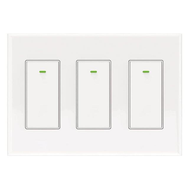 Smart Switch 3 Gang Alexa Smart Switch, 2.4Ghz in-Wall Smart Switch WiFi Light Switch Compatible with Alexa and Google Assistant, Neutral Wire Needed, No hub Required (Smart Switch 3 Gang(Button))