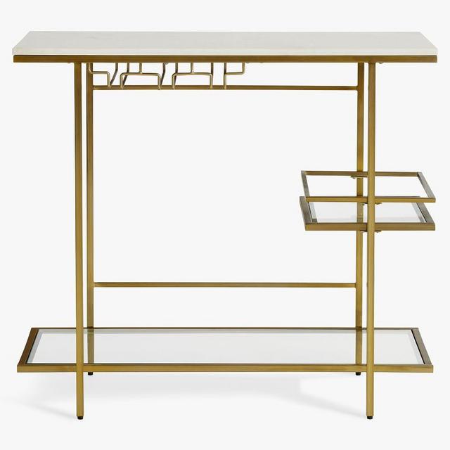 Delaney 34" Marble Bar Console, Brass
