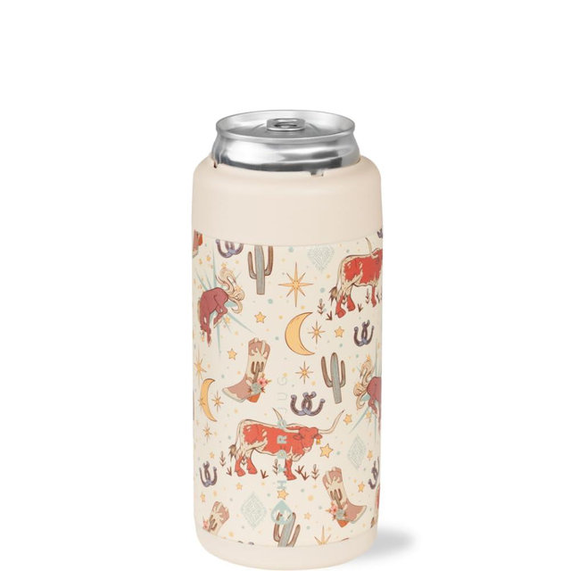 HydroJug Slim Can Cooler - 2-in-1 Insulated Can Cooler Cup - Stainless Steel Slim Can Holder with Non-Slip Rubber Base - Screw-Top Lid - Dishwasher Safe - 12oz, Rodeo