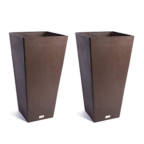 Veradek V-Resin Taper Tall Planter (26 inch - 2 Pack, Espresso)