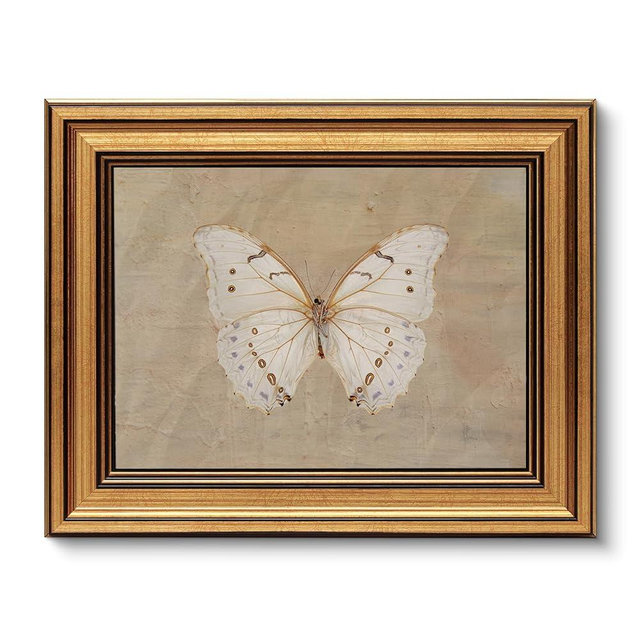 VIYYIEA Vintage Gold Framed Wall Art for Living Room, White Butterfly Canvas Prints Home Decor, Painting Picture, Bedroom Wall Decor Gifts for Friends or Family -(10L x 8W)