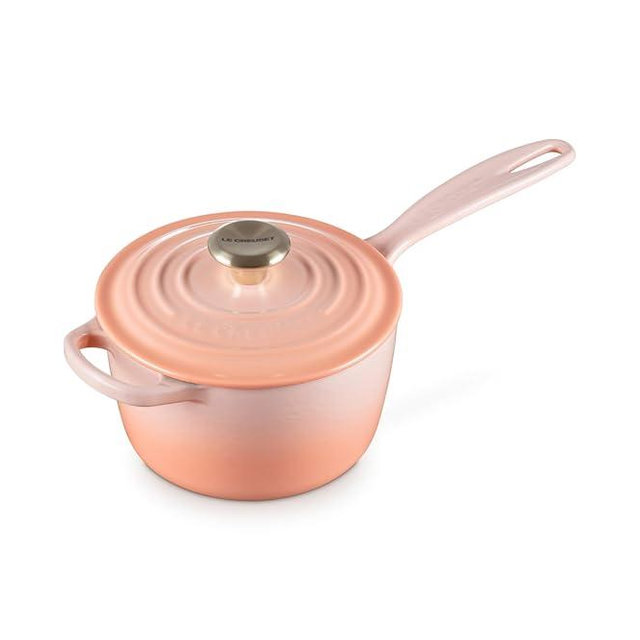 Le Creuset Enameled Cast Iron Signature Round Saucepan with Lid, 1.75qt., Peche