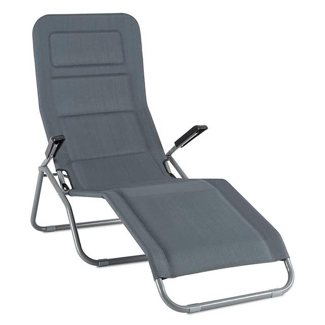 Blumfeldt Amalfi Vitello Noble, Bathing Lounger, Sun Lounger, Steel Tube Frame with Weather-Resistant Powder Coating, Soft Padding and Armrests, Grey