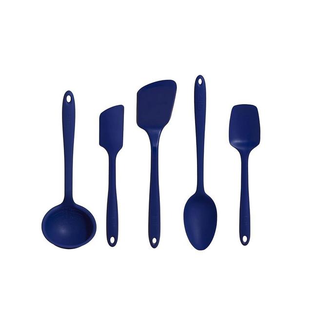 GIR: Get It Right - 5 Piece Silicone Utensil Set - Ladle, Spatula, Flip, Spoon & Spoonula - Non-stick - Heat Resistant - Dishwasher Safe - Kitchen Utensils - Baking Supplies - BPA & BPS Free - Navy