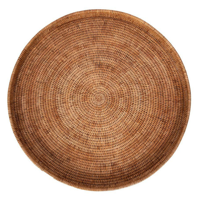 Tava Handwoven Rattan Oversized Round Tray, 32" - Honey Brown