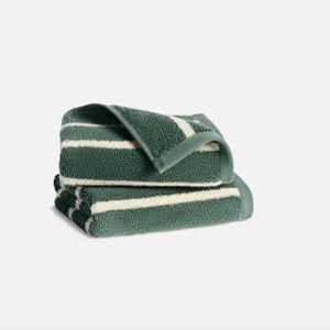 Super-Plush Turkish Cotton Washcloths -Striped Botanical Green
