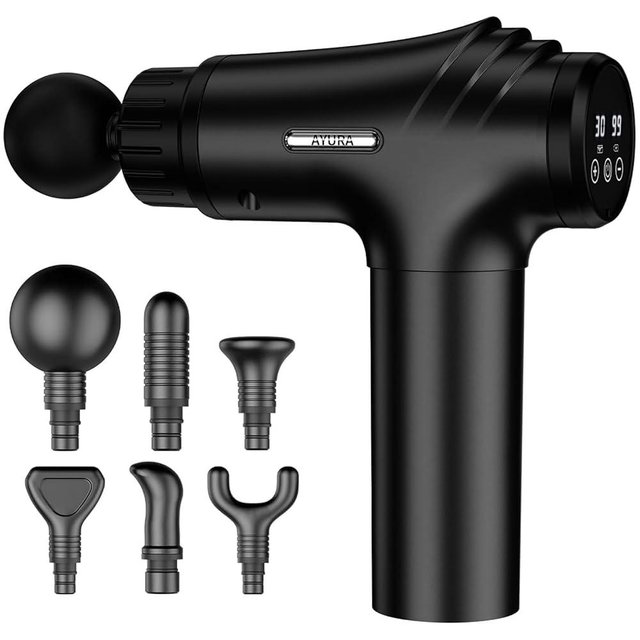 AYURA Massage Gun Deep Tissue, Muscle Massager Gun for Pain Relief, Percussion Massage Gun with 30 Speeds & 6 Heads, Portable Handheld Back Massage Gun for Athlets Men Women