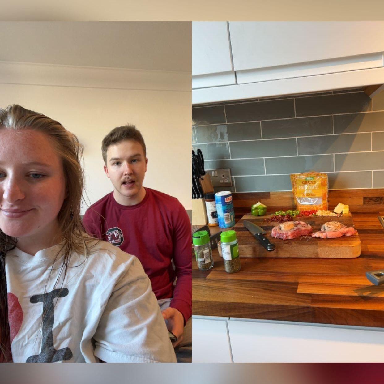 Cooking together in the Michael's UK apartment