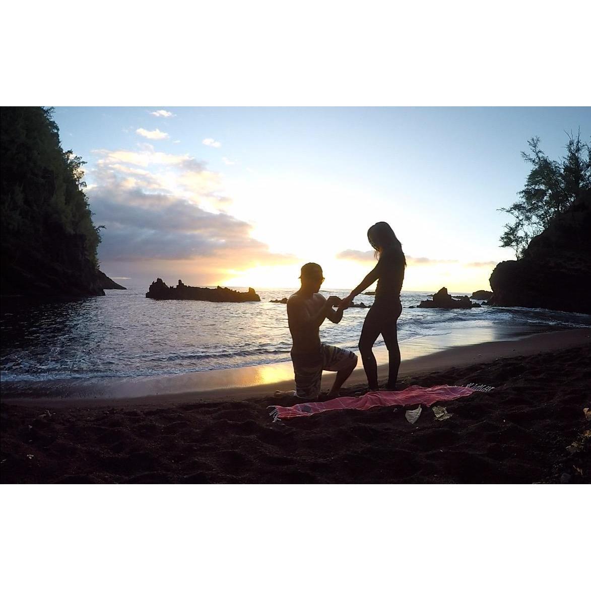 The sunrise proposal in Hana.