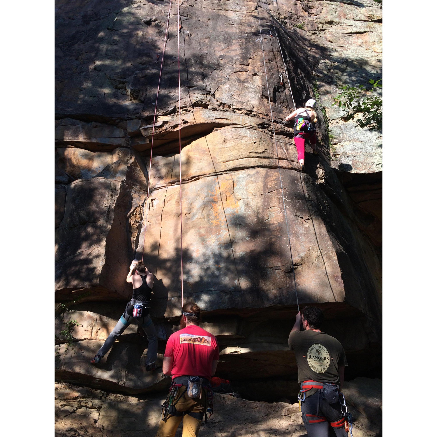 Climbing outside with Laura (our wedding coordinator AND the previous trips director) and Joey (one of the groomsman!). These are good people, y'all!