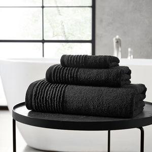 Vera Wang - Bath Towels, Highly Absorbent & Super Soft Bathroom Essentials, Oeko-Tex Certified (Sculpted Pleat Black, 6-Piece)