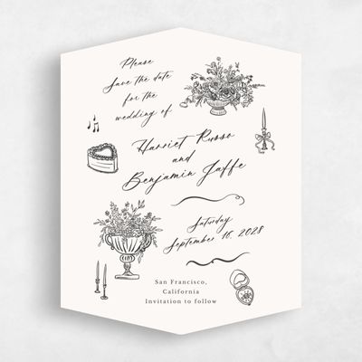 Beige Diamond Wedding Save the Date - Josette Classic