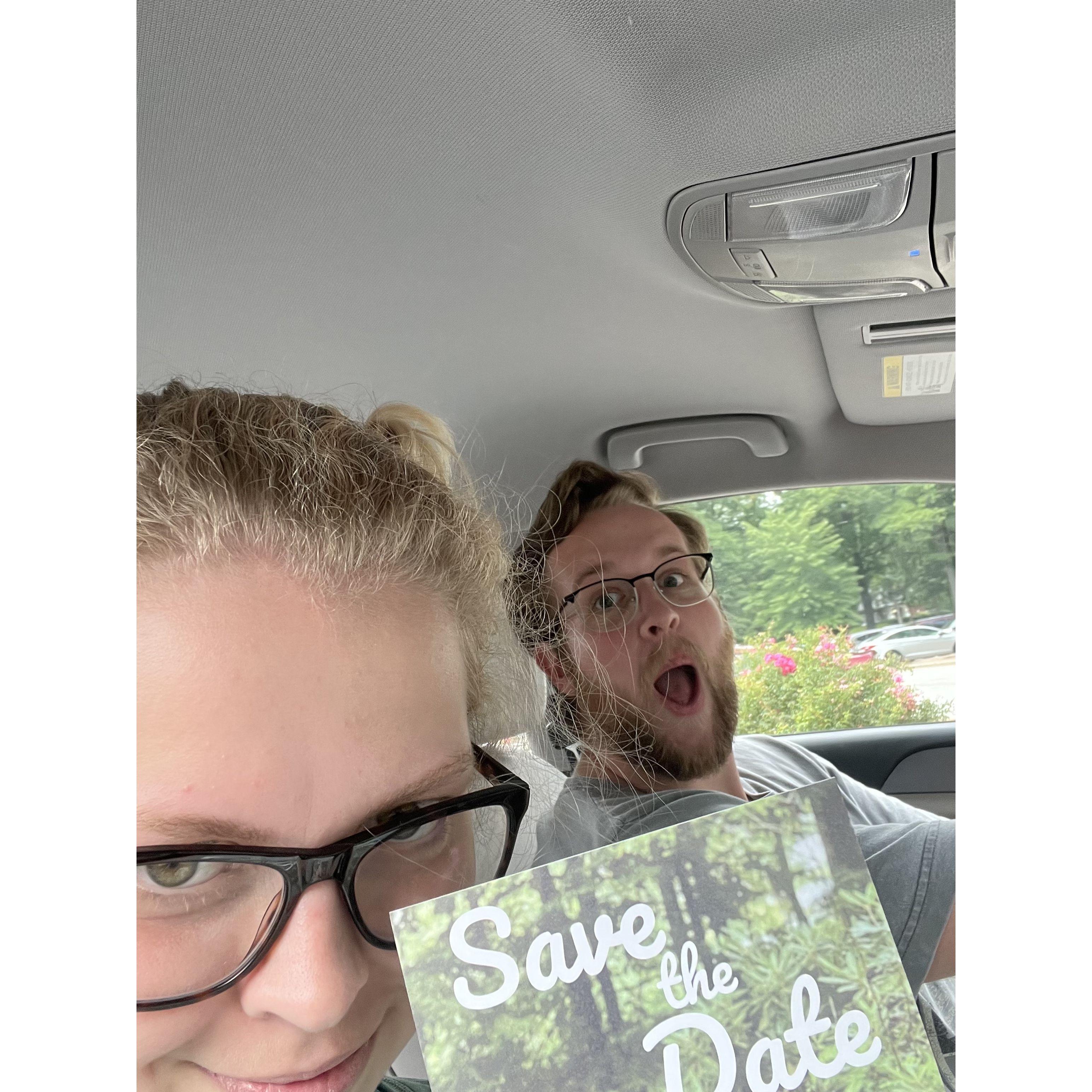 This is the picture we sent to our friend group chat when we were making the Save the Dates