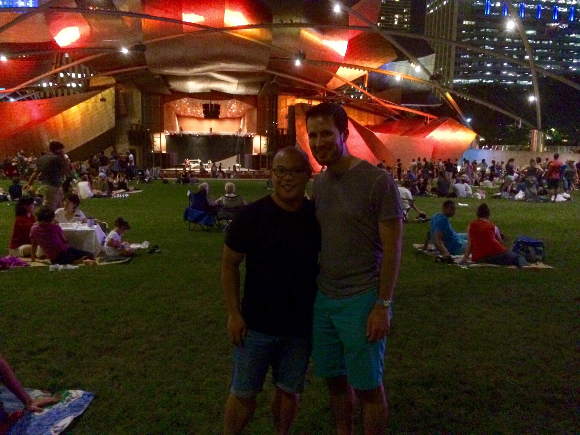 Enjoying the free summer concert at Millennium Park (Chicago, IL).