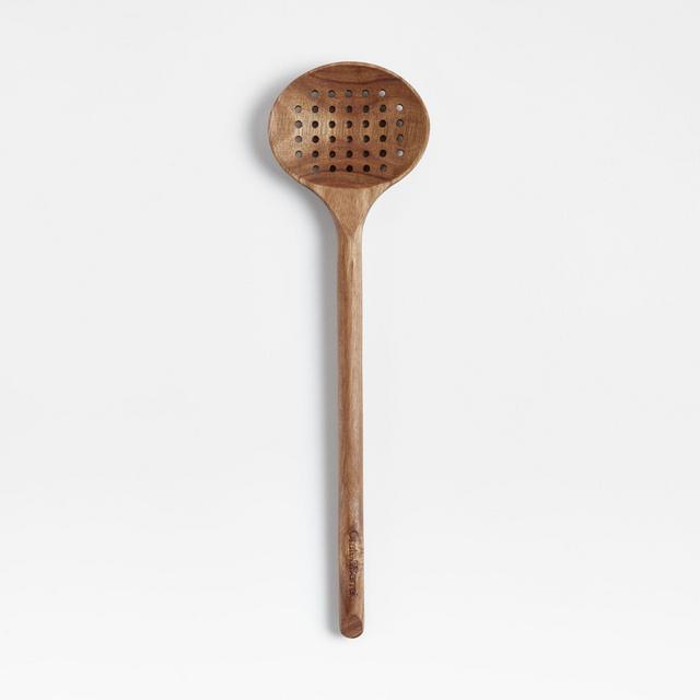 Crate & Barrel Acacia Slotted Spoon