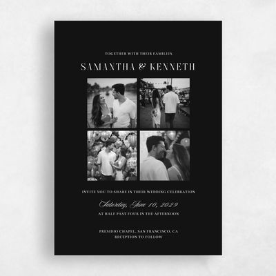Black Wedding Invitation - Cillian Multiphoto