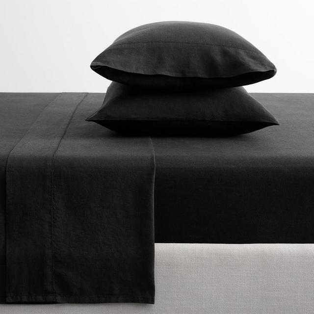 Black Belgian Flax Linen Sheet Set, King