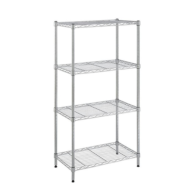Amazon Basics 4-Shelf Adjustable Storage Shelving Unit (200 lbs Loading Capacity per Shelf), Steel Organizer Wire Rack, Chrome (24" L x 14" W x 48" H)