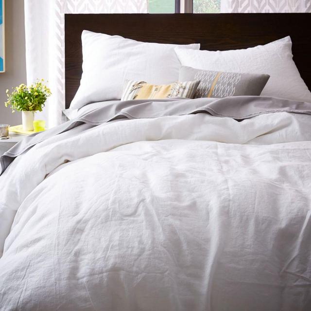 Belgian Flax Linen Duvet Cover, Full/Queen, White