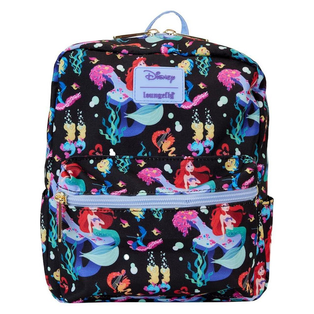 Loungefly Disney The Little Mermaid 35th Anniversary Life is the Bubbles All-Over Print Nylon Square Mini Backpack