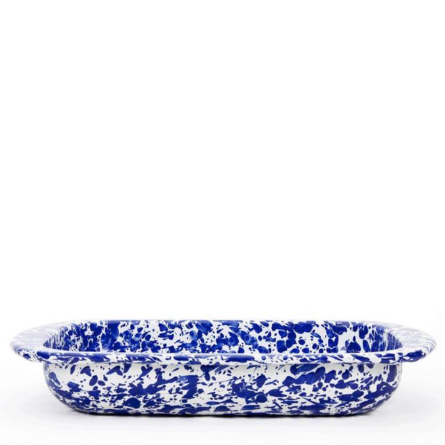 Golden Rabbit 3 qt. Swirl Enamelware Baking Pan in Cobalt Blue
