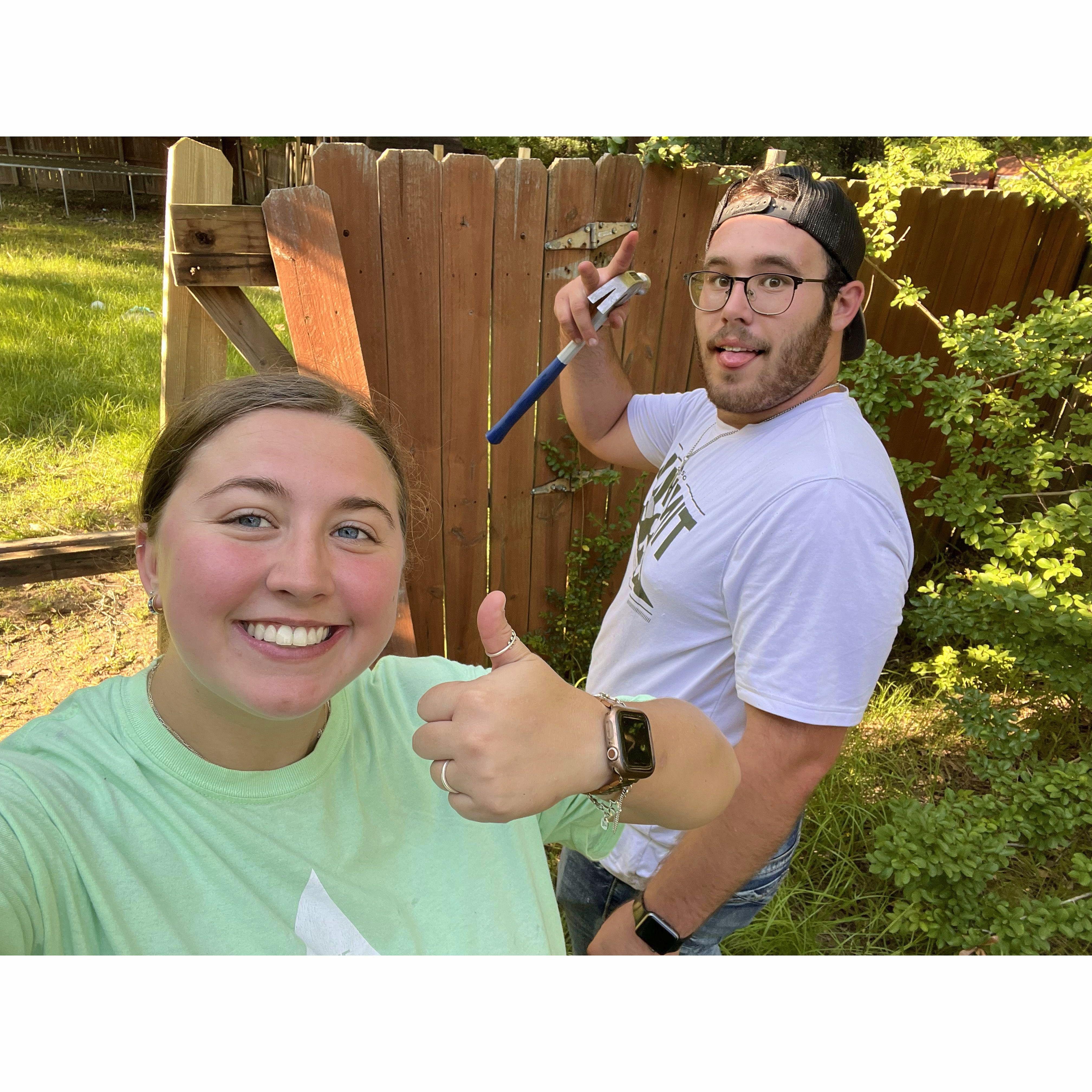 Sweating and fixing Mom's fence