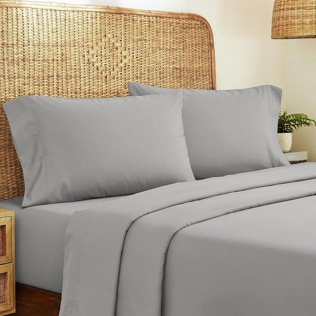 California Design Den 100% Organic Cotton Sheets for King Size Bed, GOTS Certified, Percale Sheets - Deep Pocket King Sheets, Hotel Sheets, 4 Piece King Size Sheets, Light Gray Sheets