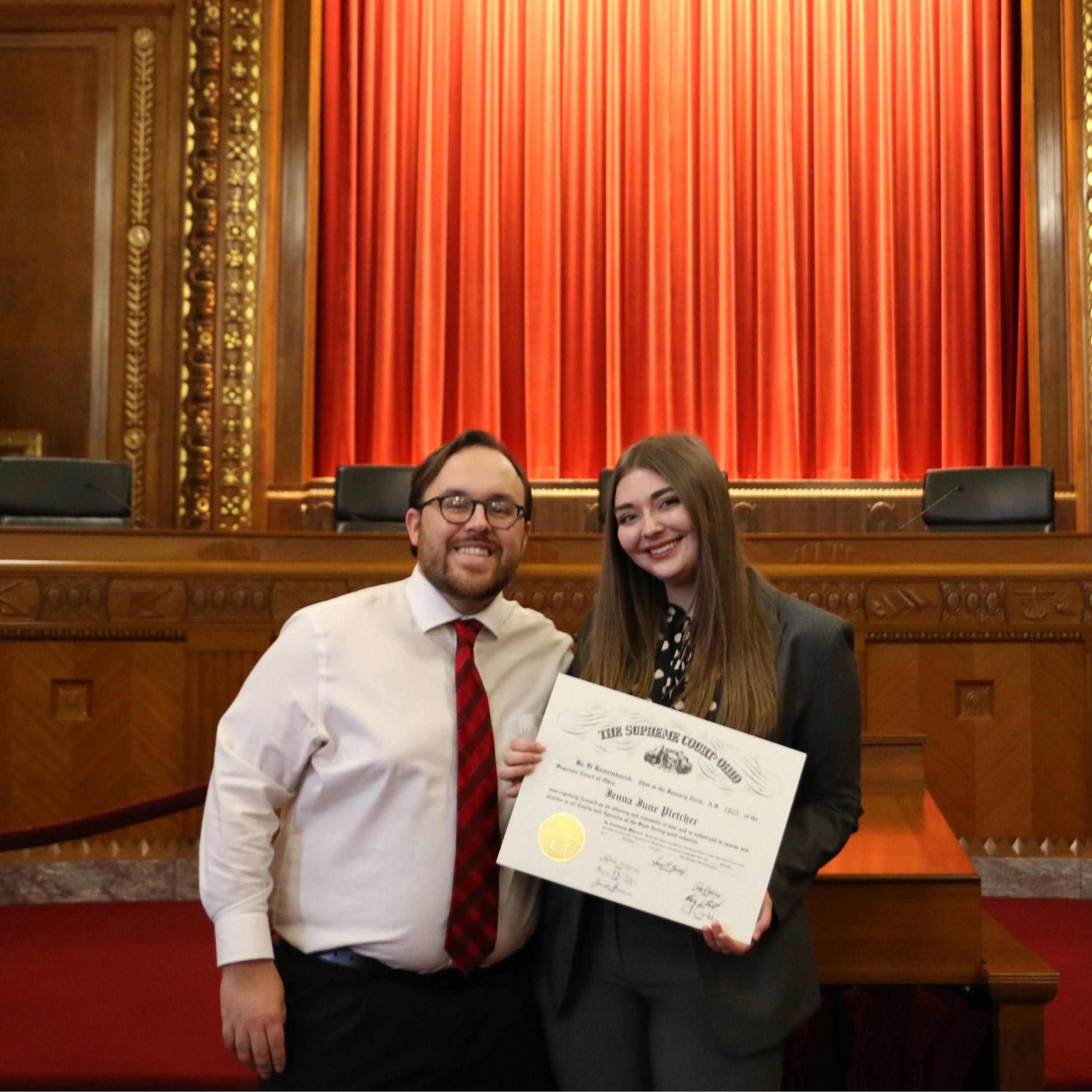 Jenna getting sworn into the Ohio Bar.