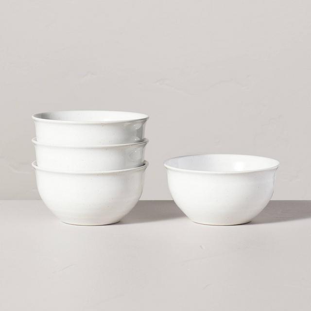 4pk 10oz Flared Brim Stoneware Mini Bowls Vintage Cream - Hearth & Hand™ with Magnolia