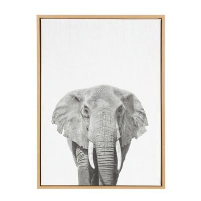 Kate & Laurel 33"x23" Sylvie Elephant And Animal Portrait Framed Wall Canvas Wood