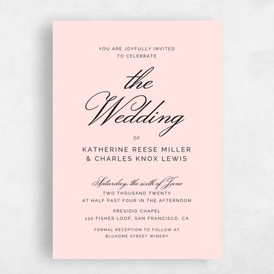 Blush, Pink Wedding Invitation - Arthur Type