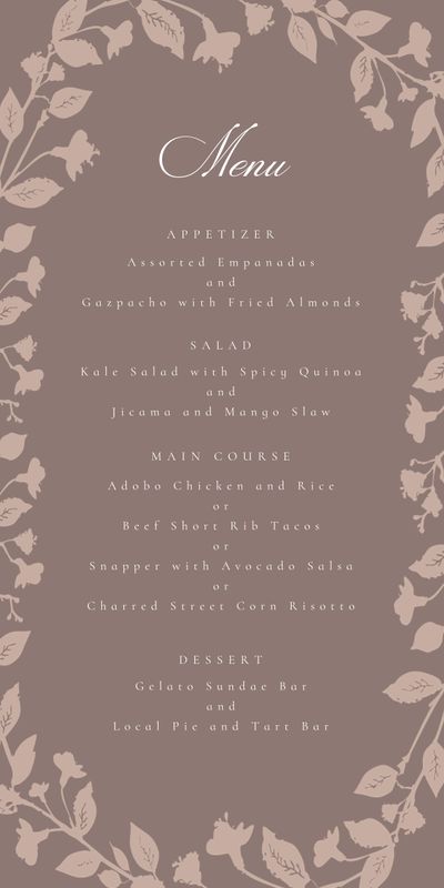 Brown Oval Wedding Menu - Fawn