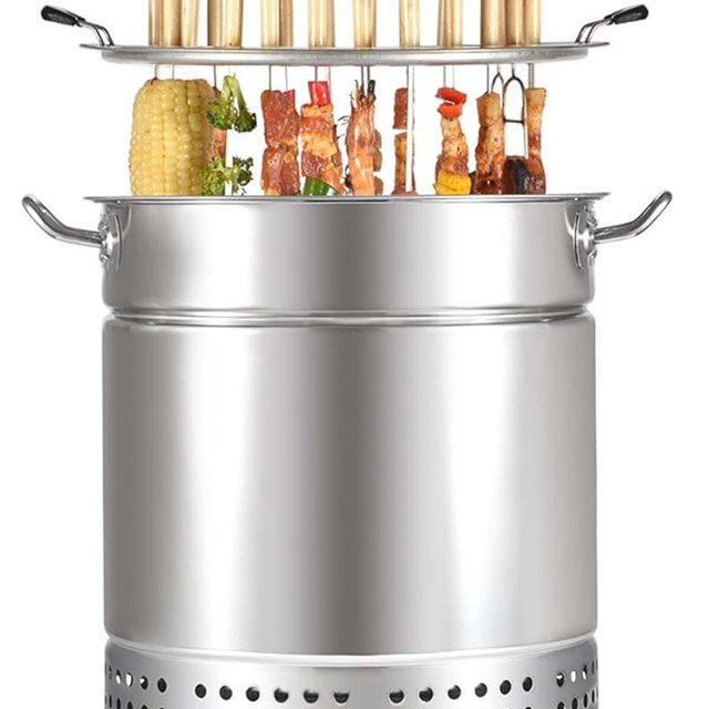 Portable Vertical Charcoal Smoker Grill Barrel Grill with 28 Skewers, Outdoor Indoor Camping Smokeless Charcoal Barbecue Grill Bbq,L