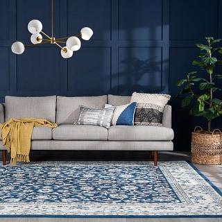 Carrington Traditional Border Indoor Area Rug - 5' x 7' - Dark Blue