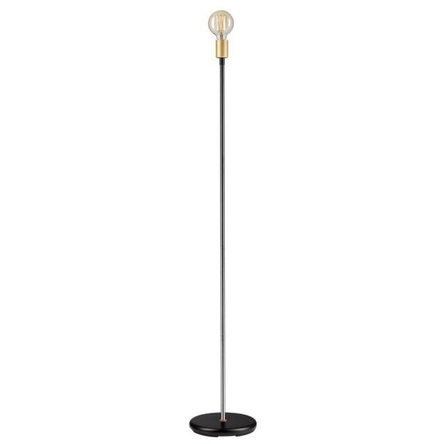 Globe Electric 12938 Remington 57" Floor Lamp, Black, Satin Finish, Exposed Gold Socket, In-Line On/Off Rocker Switch