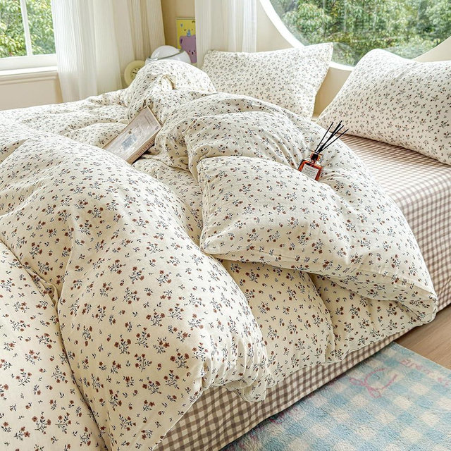 VM VOUGEMARKET Soft Muslin Cotton Duvet Cover Set Queen Size Floral Duvet Cover with 2 Pillowcases Lightweight Breathable Bedding Comforter Cover for Teen Girls