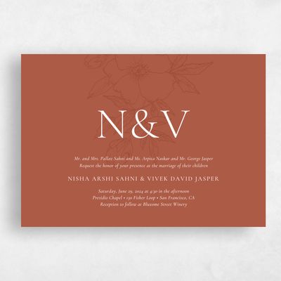 Burnt Orange Wedding Invitation - Cardinell Landscape