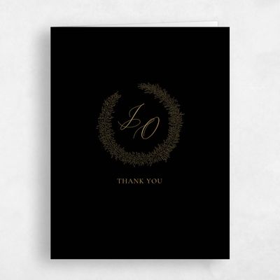 Black Monogram Wedding Thank You - Mathias Portrait