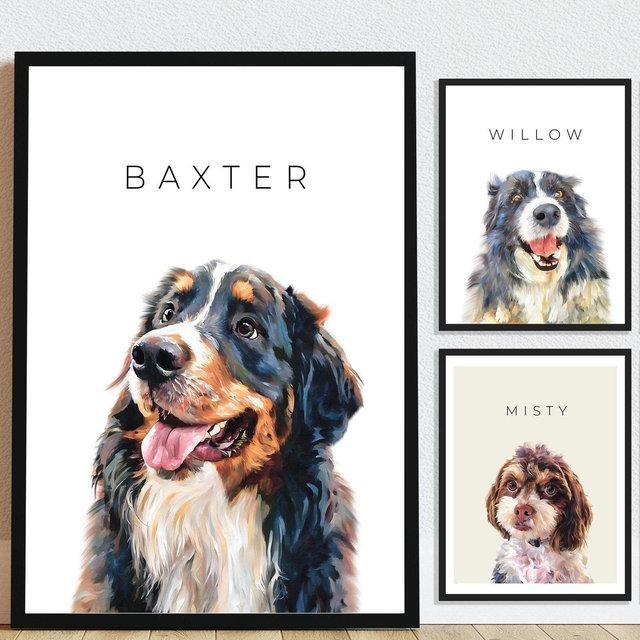 Custom Pet Portraits Personalized from Your Pets Photo, Pet memorial gif, Dog Portrait, Pet Art Pet Drawing, Digital Download