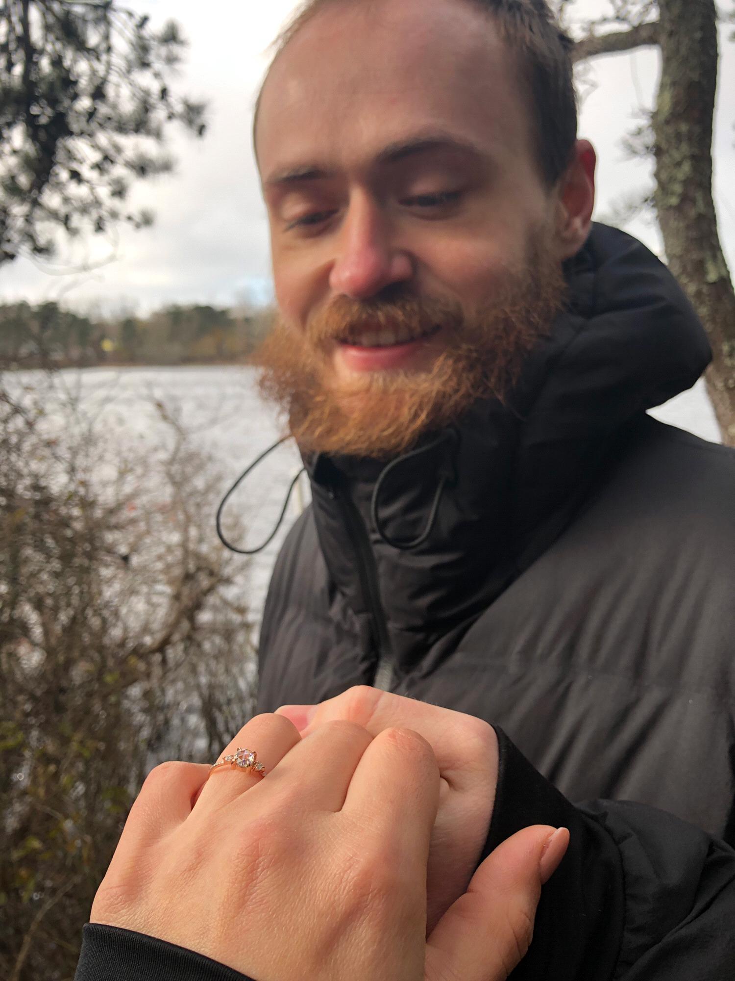 He proposed!!! Eastham, MA 11/22/2018 on the dock of Minister Pond behind our airbnb cabin (we stayed at the same cabin Thanksgiving 2017!)