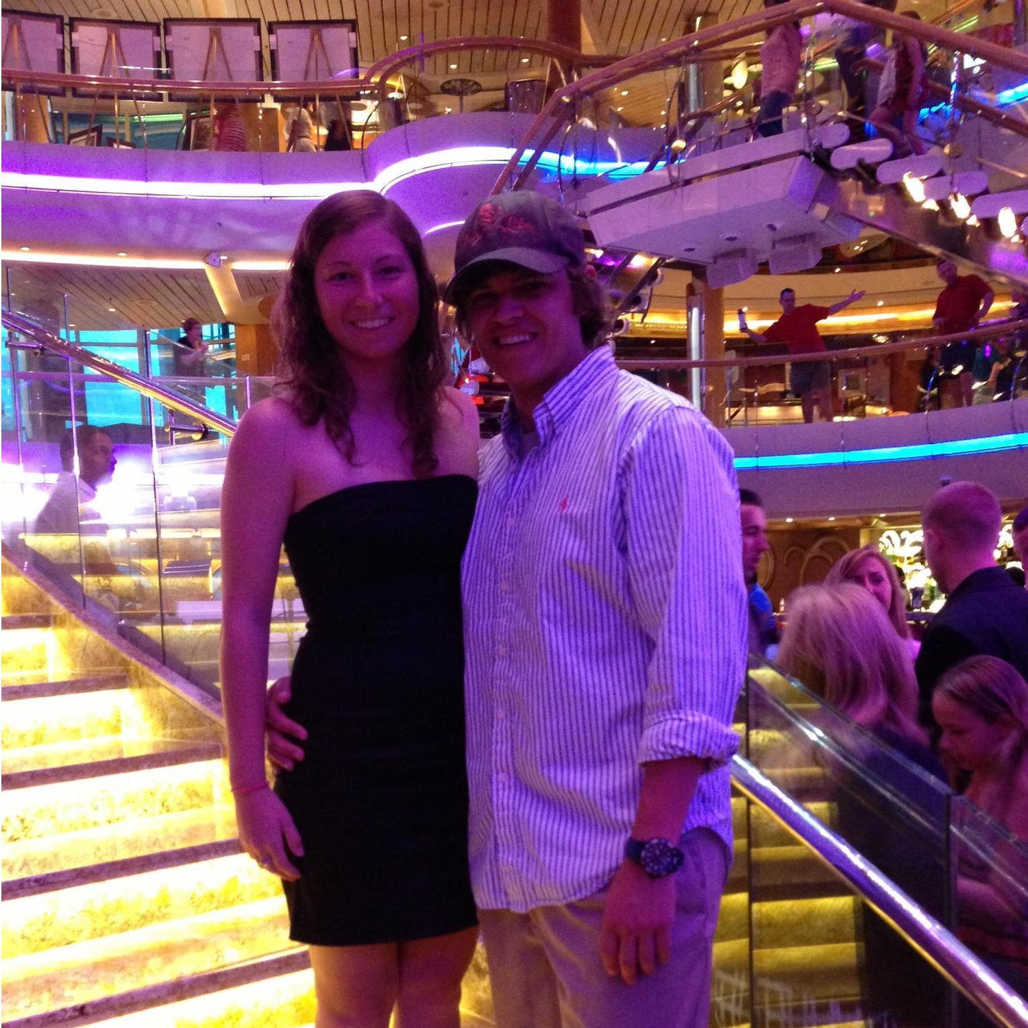 We cleaned up for dinner on the cruise.