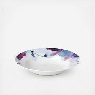 Indigo Watercolor Floral Rim Soup Bowl