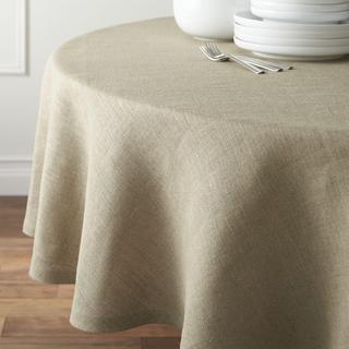 Beckett Natural Round Linen Tablecloth