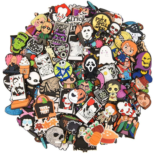 VZDIOR 30,50,100 Pieces Random Halloween Shoe Charms Kids Boys Girls Lovely Skull Shoes Decorations for Party Favor